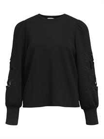 OBJANDREA L/S RE O-NECK CUTOUT TOP DIV black