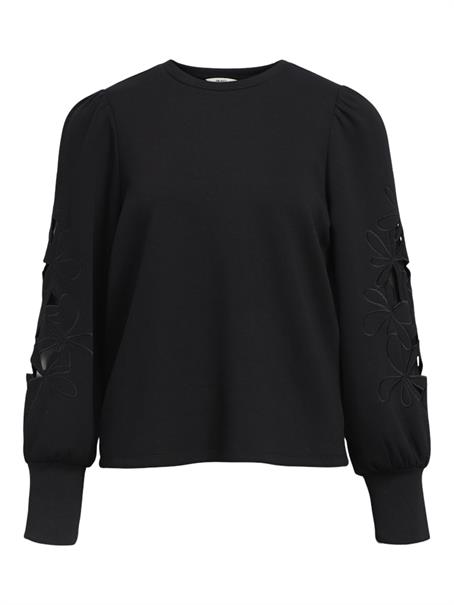 OBJANDREA L/S RE O-NECK CUTOUT TOP DIV black