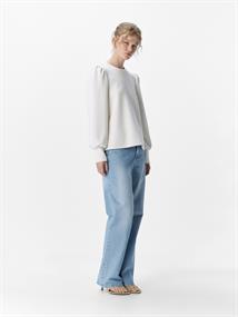 OBJANDREA RE L/S O-NECK TOP NOOS white sand
