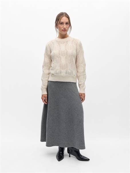 OBJARONA L/S RE KNIT PULLOVER 146 birch