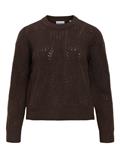 OBJARONA L/S RE KNIT PULLOVER 146 seal brown