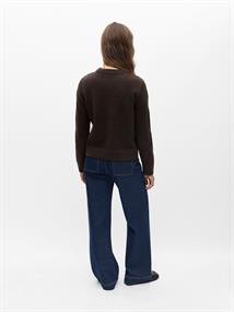 OBJARONA L/S RE KNIT PULLOVER 146 seal brown