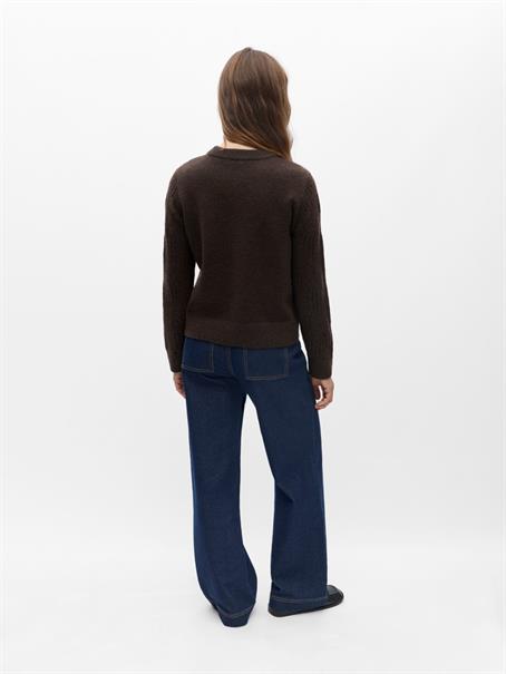 OBJARONA L/S RE KNIT PULLOVER 146 seal brown