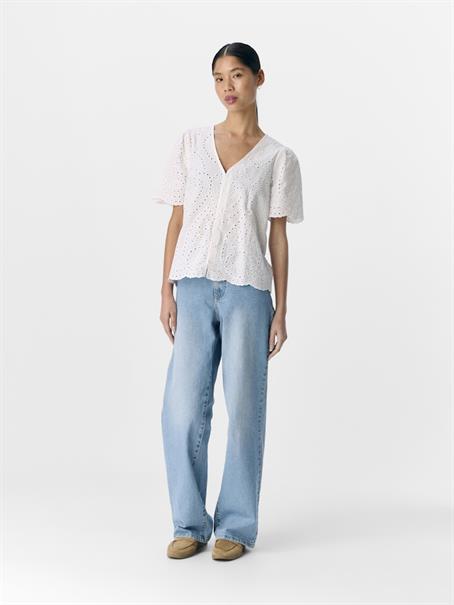 OBJBITTEN S/S RE V-NECK TOP DIV cloud dancer