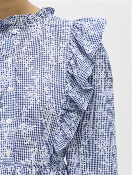 OBJCIARA L/S RE FRILL TOP REP dark denim