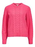 OBJDORIS RE L/S KNIT PULLOVER NOOS hot pink