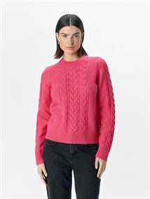 OBJDORIS RE L/S KNIT PULLOVER NOOS hot pink