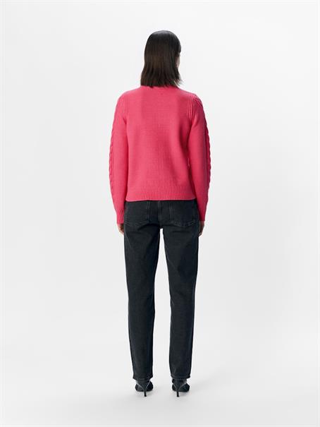 OBJDORIS RE L/S KNIT PULLOVER NOOS hot pink