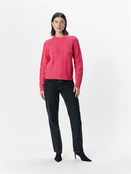 OBJDORIS RE L/S KNIT PULLOVER NOOS hot pink