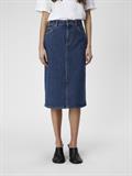 OBJELLEN MW MIDI DENIM SKIRT NOOS medium blue denim