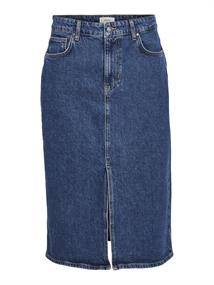 OBJELLEN MW MIDI DENIM SKIRT NOOS medium blue denim