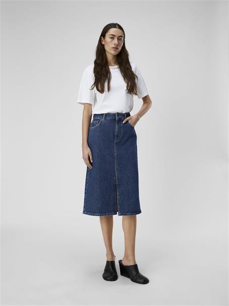 OBJELLEN MW MIDI DENIM SKIRT NOOS medium blue denim