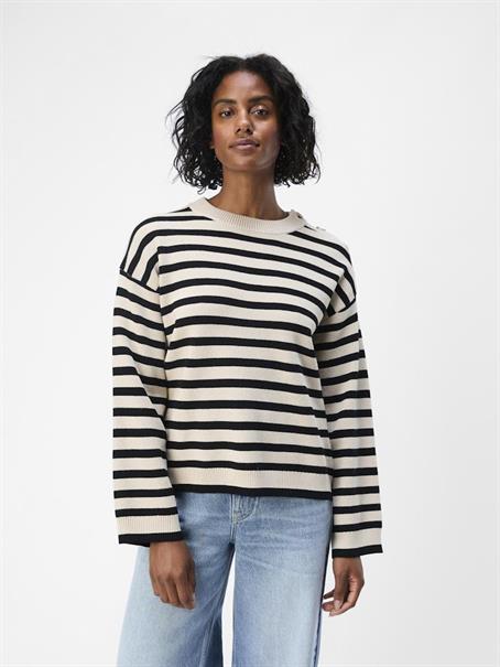 OBJELLY LO LS KNIT PULLOVER NOOS sandshell