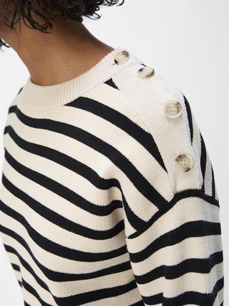 OBJELLY LO LS KNIT PULLOVER NOOS sandshell