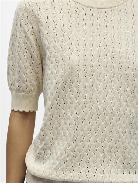 OBJFLAUNY S/S RE KNIT TOP 143 birch