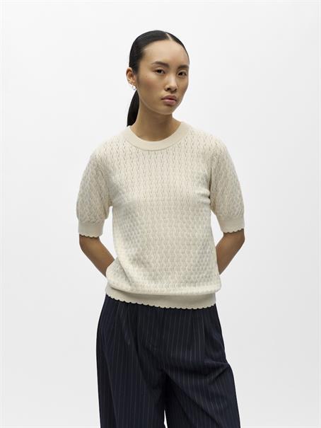 OBJFLAUNY S/S RE KNIT TOP 143 birch