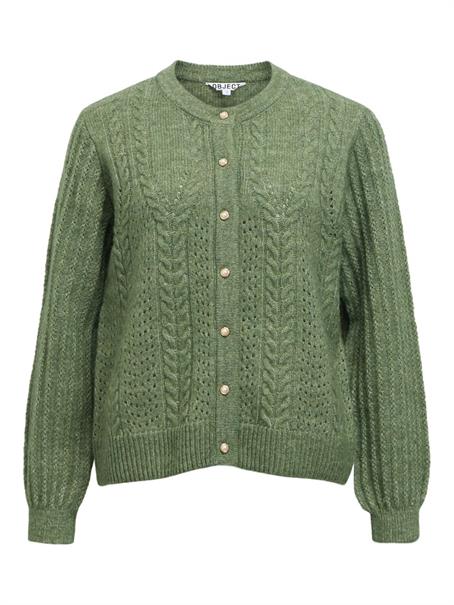 OBJFLORA RE LS KNIT BUTTON CARDIGAN NOOS bronze green