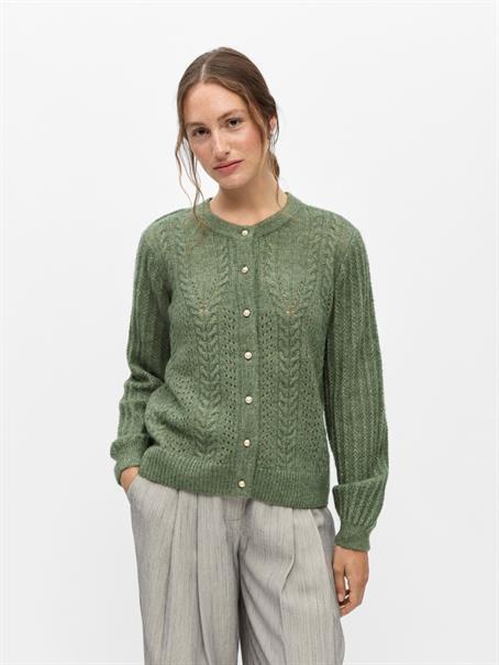 OBJFLORA RE LS KNIT BUTTON CARDIGAN NOOS bronze green