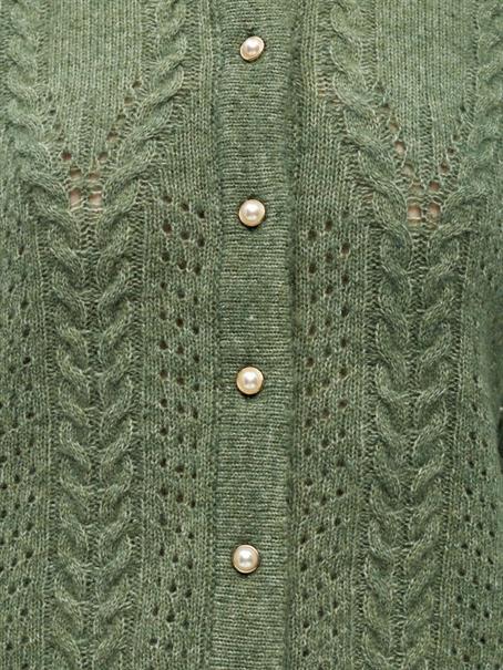OBJFLORA RE LS KNIT BUTTON CARDIGAN NOOS bronze green