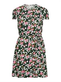 OBJHIROMI S/S SHORT DRESS 126 black-flowers