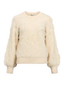 OBJHOLLOW L/S RE KNIT PULLOVER NOOS birch