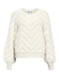 OBJHOLLOW L/S RE KNIT PULLOVER NOOS white sand
