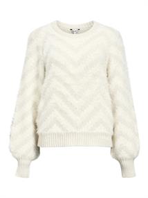 OBJHOLLOW L/S RE KNIT PULLOVER NOOS white sand