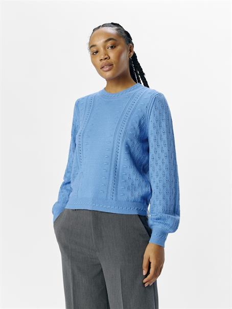OBJINGE L/S RE O-NECK KNIT NOOS cornflower blue