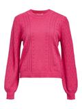 OBJINGE L/S RE O-NECK KNIT NOOS raspberry sorbet