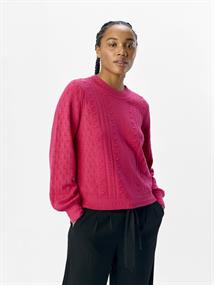 OBJINGE L/S RE O-NECK KNIT NOOS raspberry sorbet