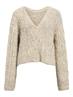 OBJINUK L/S LO KNIT PULLOVER 142 white sand