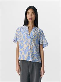 OBJKARINA S/S RE V-NECK TOP NOOS sandshell