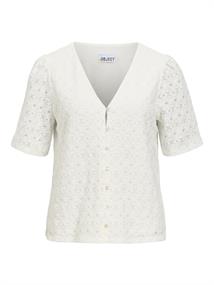 OBJLAILA 2/4 RE V-NECK TOP DIV cloud dancer