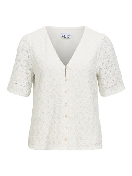 OBJLAILA 2/4 RE V-NECK TOP DIV cloud dancer