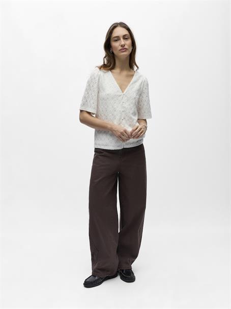 OBJLAILA 2/4 RE V-NECK TOP DIV cloud dancer