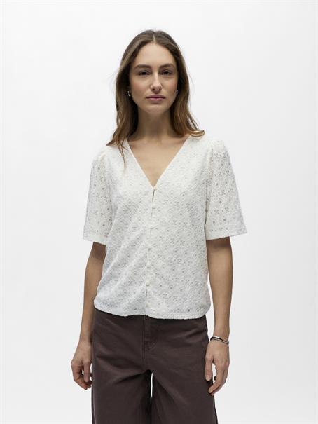 OBJLAILA 2/4 RE V-NECK TOP DIV cloud dancer