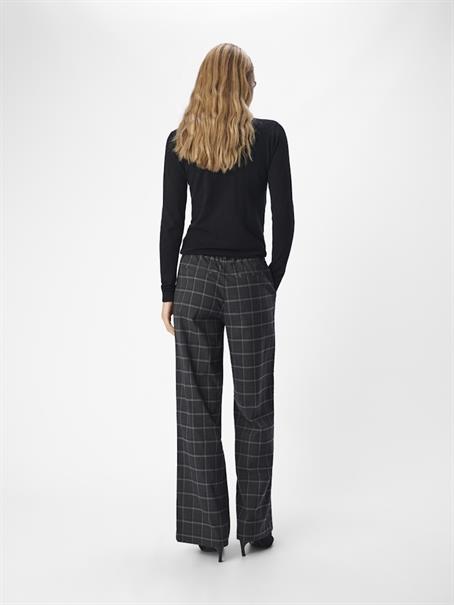 OBJLISA WIDE PANT AOP NOOS dark grey melange