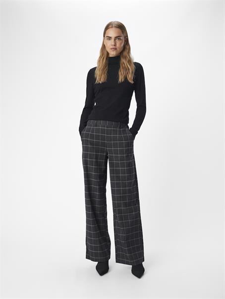 OBJLISA WIDE PANT AOP NOOS dark grey melange