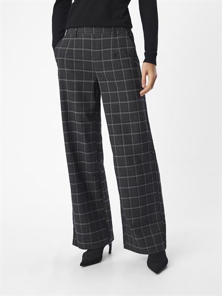OBJLISA WIDE PANT AOP NOOS dark grey melange