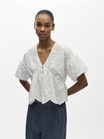 OBJLORA S/S RE V-NECK TOP 143 cloud dancer