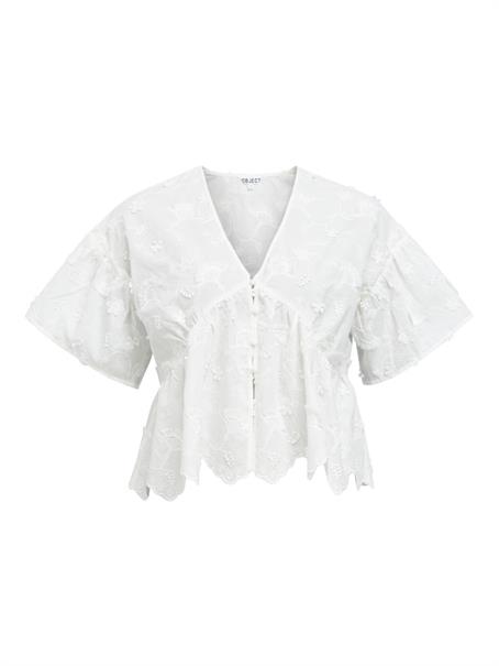 OBJLORA S/S RE V-NECK TOP 143 cloud dancer