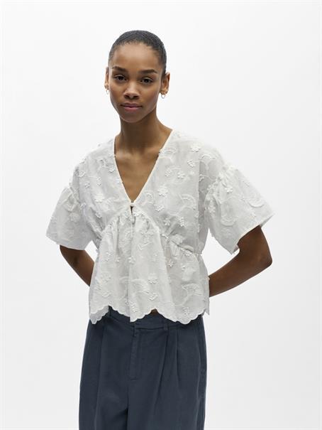 OBJLORA S/S RE V-NECK TOP 143 cloud dancer