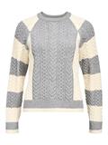 OBJMEG LS LO O-NECK CABLE KNIT DIV medium grey melange