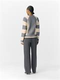 OBJMEG LS LO O-NECK CABLE KNIT DIV medium grey melange