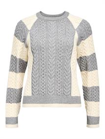 OBJMEG LS LO O-NECK CABLE KNIT DIV medium grey melange