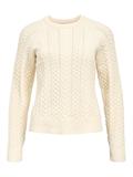 OBJMEG LS LO O-NECK CABLE KNIT DIV sandshell
