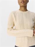 OBJMEG LS LO O-NECK CABLE KNIT DIV sandshell