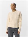 OBJMEG LS LO O-NECK CABLE KNIT DIV sandshell