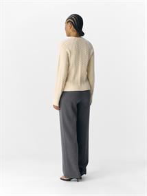 OBJMEG LS LO O-NECK CABLE KNIT DIV sandshell