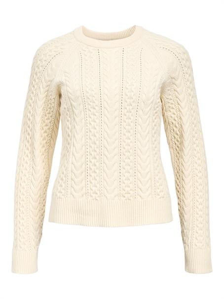 OBJMEG LS LO O-NECK CABLE KNIT DIV sandshell